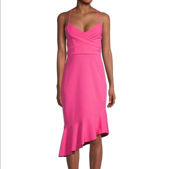 bebe Dresses & Skirts - Bebe Hot Pink Asymmetrical Dress